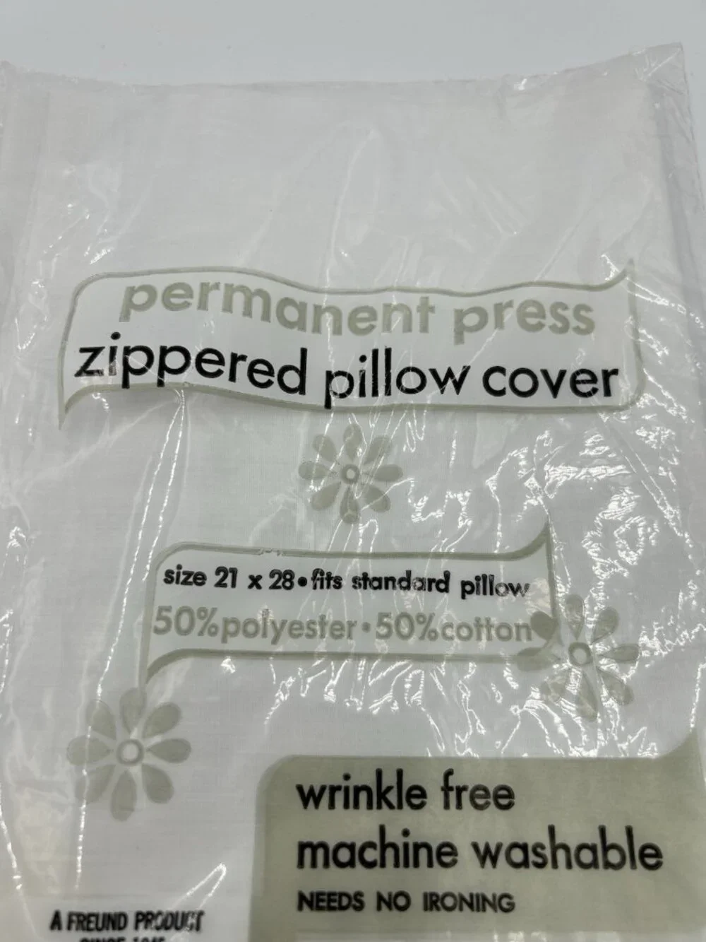 Vintage Freund Pillow Protector Zippered Covers Standard 21 x 28 USA Set of 2